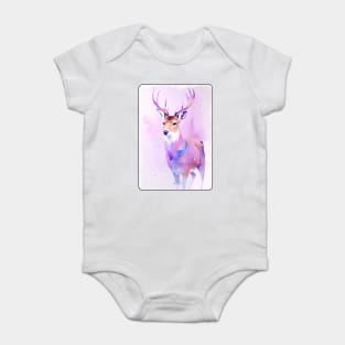 Deer Watercolor Portrait 3 Baby Bodysuit